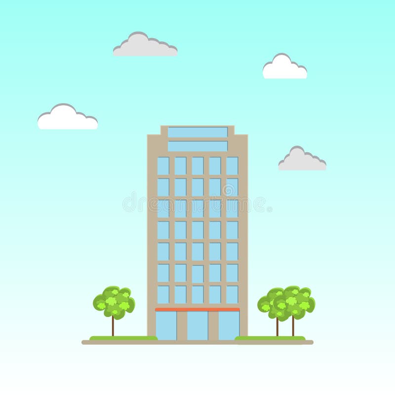 Edificio per uffici commerciale moderno illustrazione di stock Edificio per uffici commerciale moderno illustrazione di stock