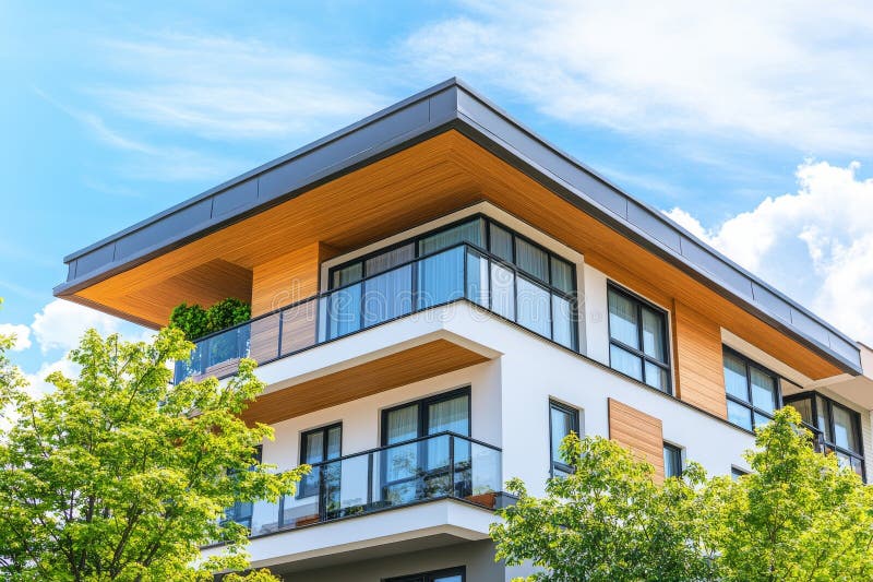 Edificio residenziale con una moltitudine di finestre e un'architettura moderna e elegante, ideale per l'utilizzo in città fotografie stock libere da diritti