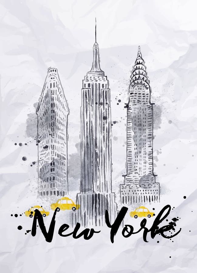 Edificios de Nueva York de la acuarela ilustración del vector Edificios de Nueva York de la acuarela ilustración del vector