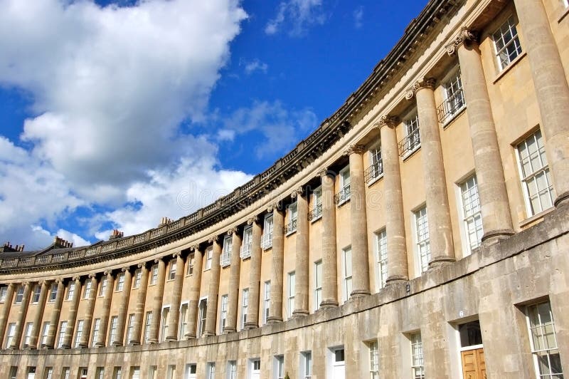 The famous circular Royal Crescent building in Bath, England. The famous circular Royal Crescent building in Bath, England.