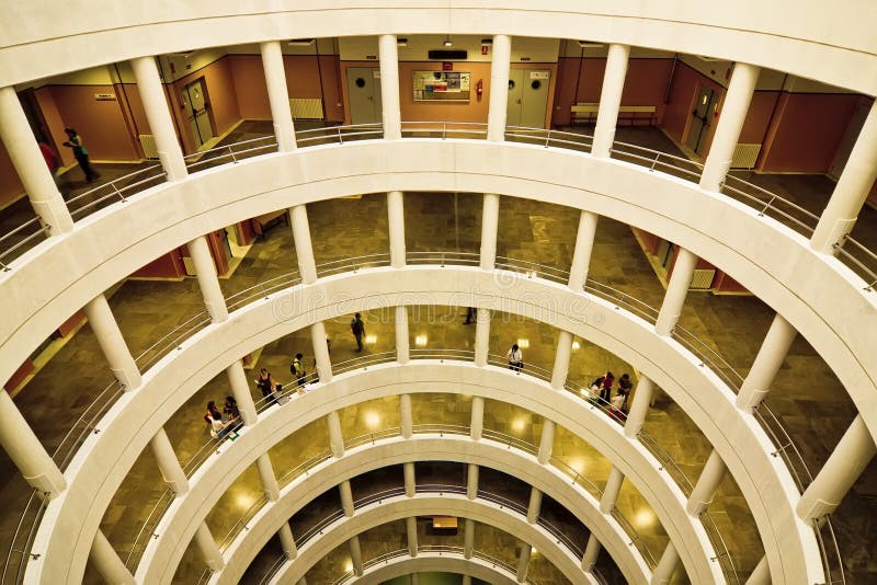 Building interior with huge circle hall. Building interior with huge circle hall.