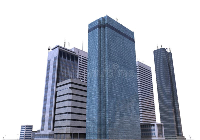 Edifícios da cidade isolados no branco ilustração do vetor Edifícios da cidade isolados no branco ilustração do vetor