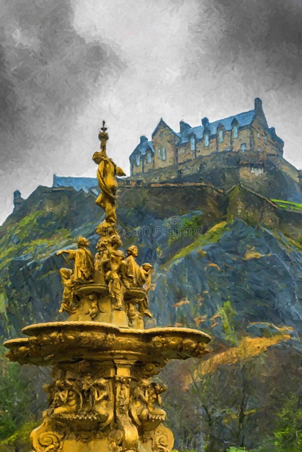 Edimburgo Ross Fountain Digital Painting libre illustration Edimburgo Ross Fountain Digital Painting libre illustration