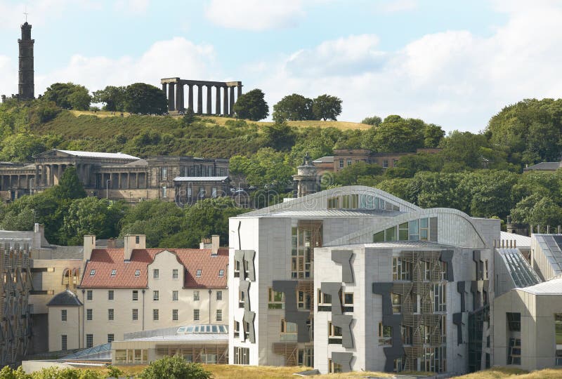 Edinburgh city view with Parliament and Regent Garden. Scotland. stock images Edinburgh city view with Parliament and Regent Garden. Scotland. stock images