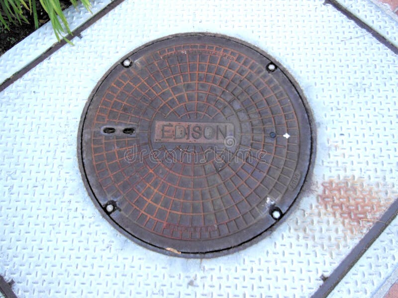 Edison Pot Hole Cover in Thousand Oaks, California Editorial Image