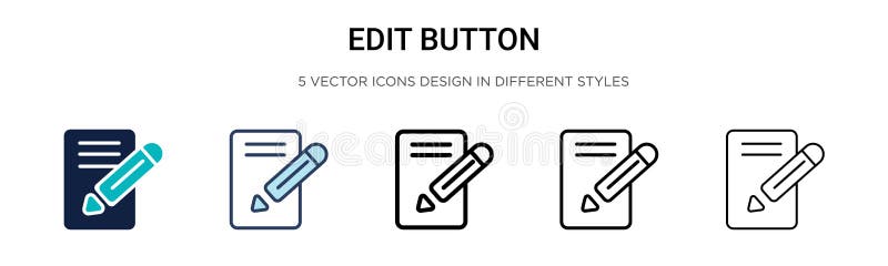 Edit button icon in filled, thin line, outline and stroke style. Vector illustration of two colored and black edit button vector vector illustration
