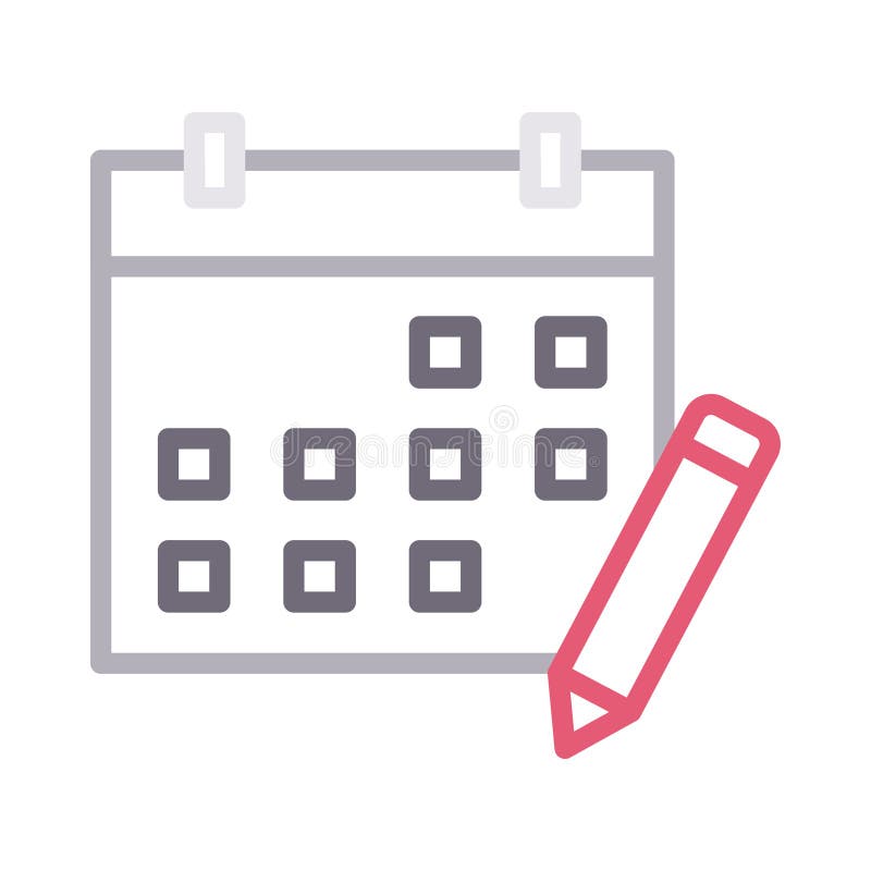 Edit calendar thin color line vector icon stock illustration