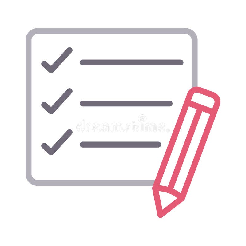 Edit checklist thin color line vector icon stock illustration