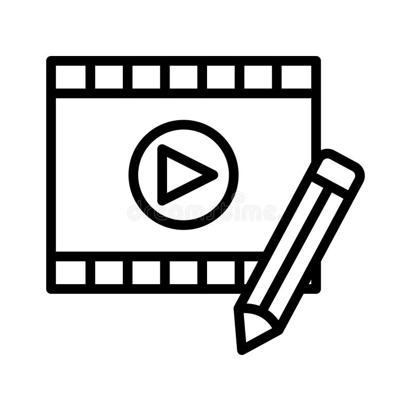 Edit filmstrip video thin line vector icon royalty free illustration