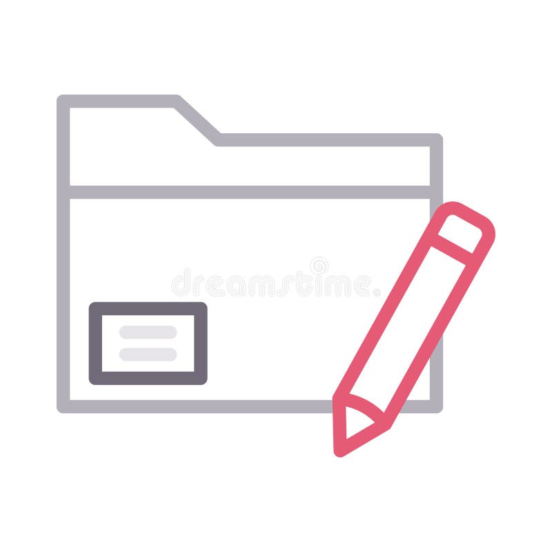Edit folder thin color line vector icon royalty free illustration