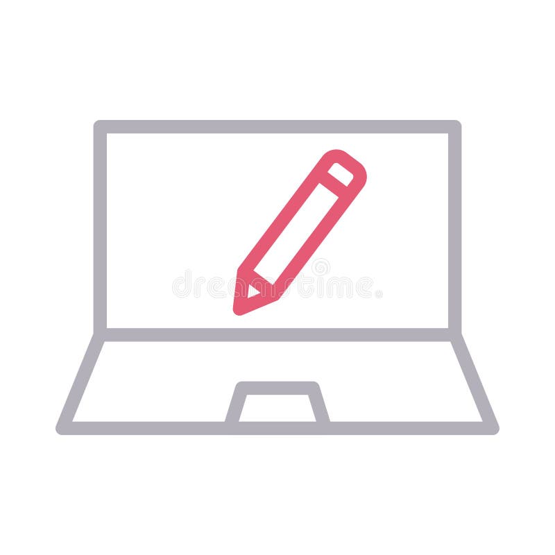 Edit laptop thin line color vector icon vector illustration