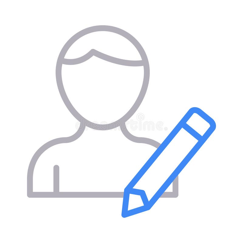 Edit profile thin color line vector icon stock illustration