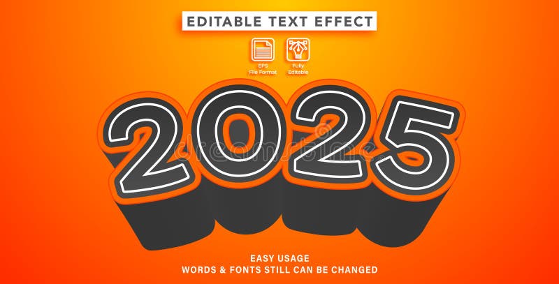 2025 editable graphic text effect vector illustration