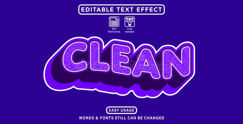 Editable graphic text effect clean style royalty free illustration