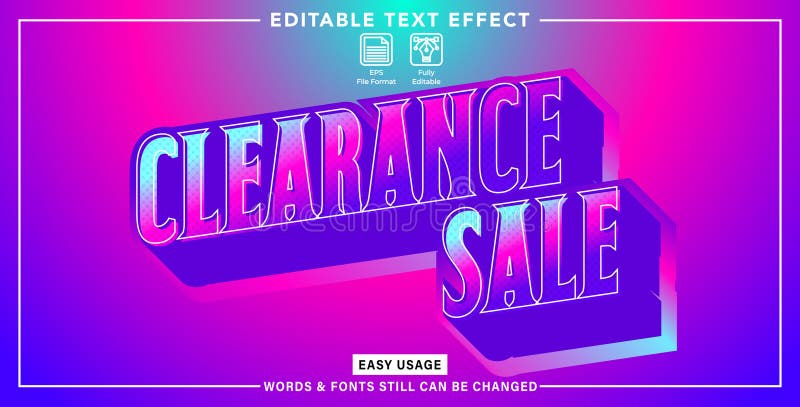 Editable graphic text effect clearance sale styles stock illustration