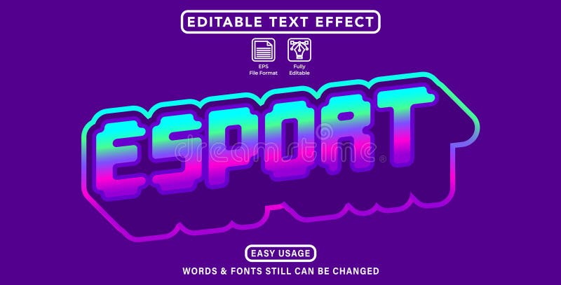 Editable graphic text effect esport style royalty free illustration