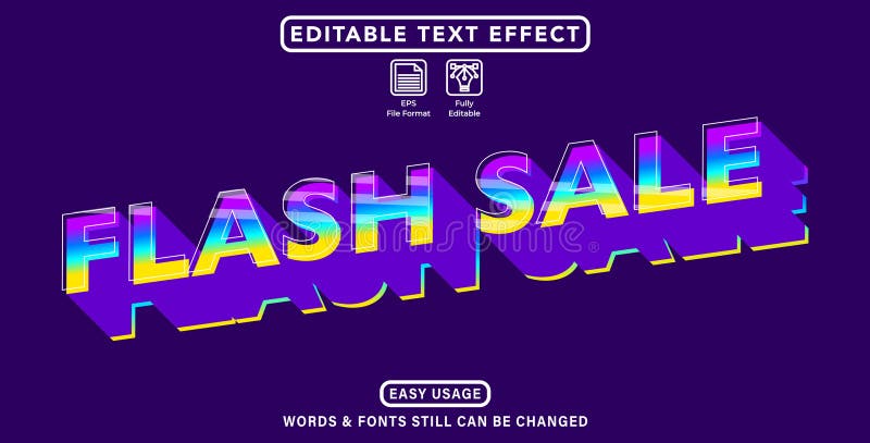Editable graphic text effect flash sale style royalty free illustration