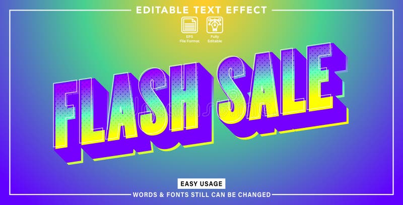 Editable graphic text effect flash sale style stock illustration