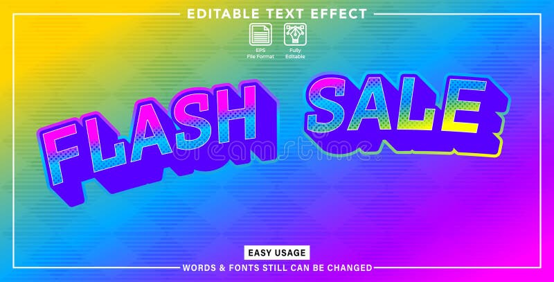 Editable graphic text effect flash sale style stock illustration