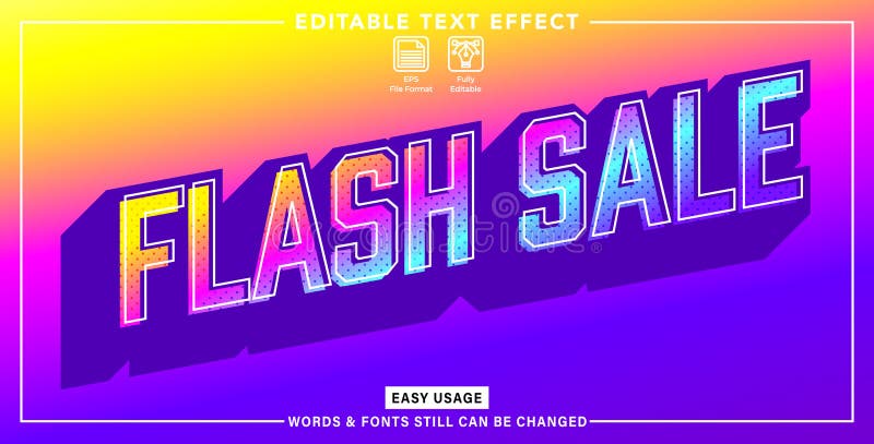 Editable graphic text effect flash sale style royalty free illustration