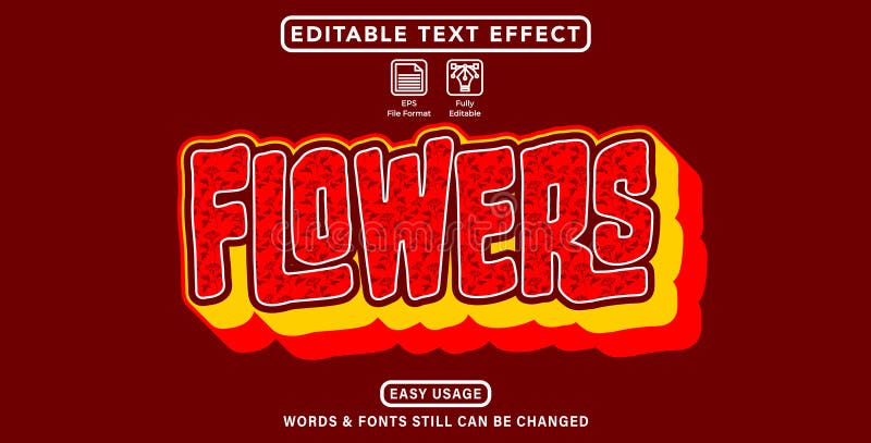 Editable graphic text effect flowers style stock illustration
