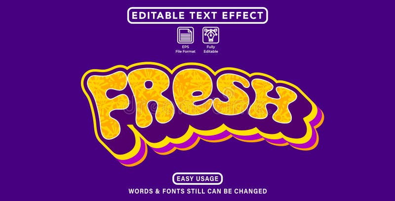Editable graphic text effect fresh style stock illustration
