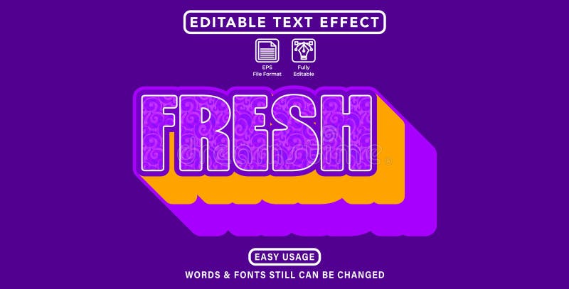 Editable graphic text effect fresh style royalty free illustration
