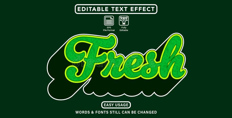 Editable graphic text effect fresh style royalty free illustration