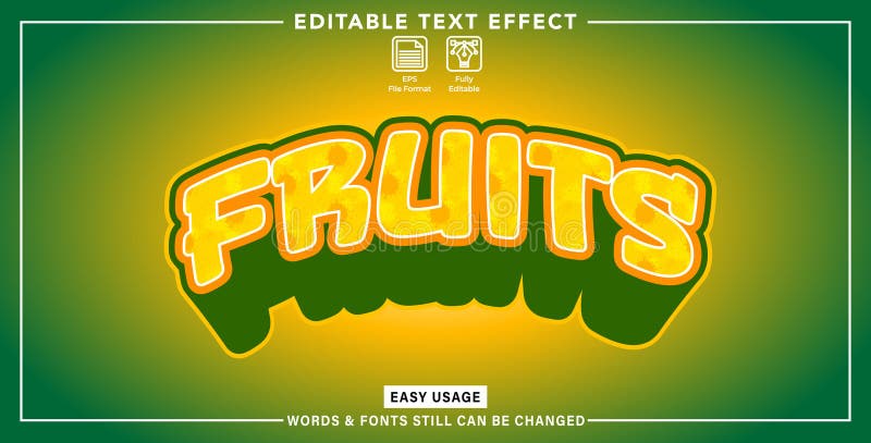 Editable graphic text effect fruits styles royalty free illustration