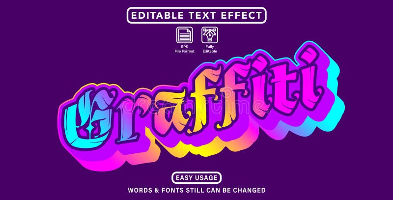 Editable graphic text effect graffiti style stock illustration
