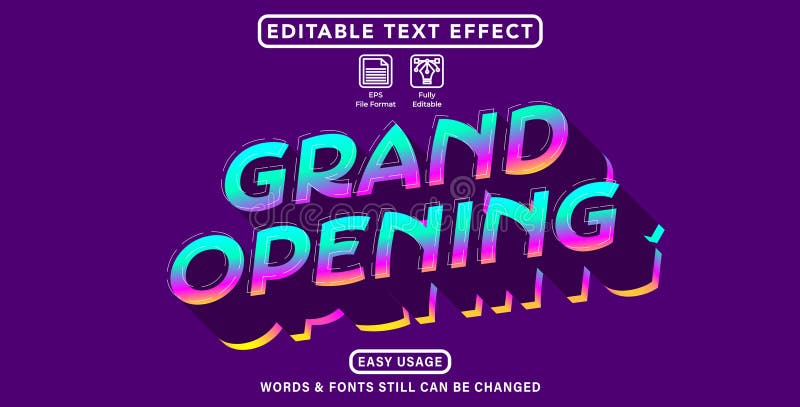 Editable graphic text effect grand opening style vector illustration