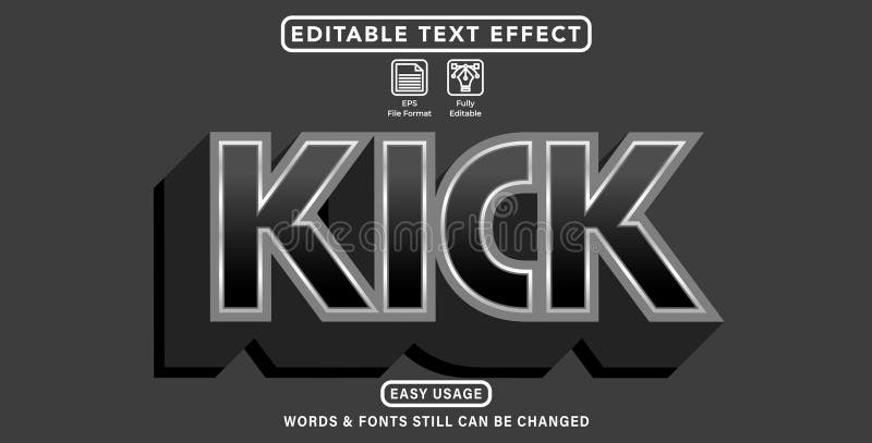 Editable graphic text effect kick styles royalty free illustration