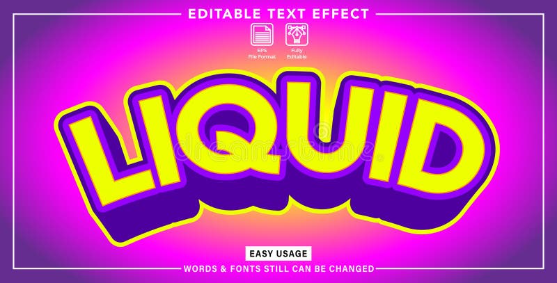 Editable graphic text effect liquid style royalty free illustration