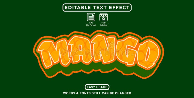 Editable graphic text effect mango style vector illustration