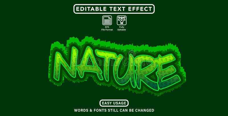 Editable graphic text effect nature style stock illustration