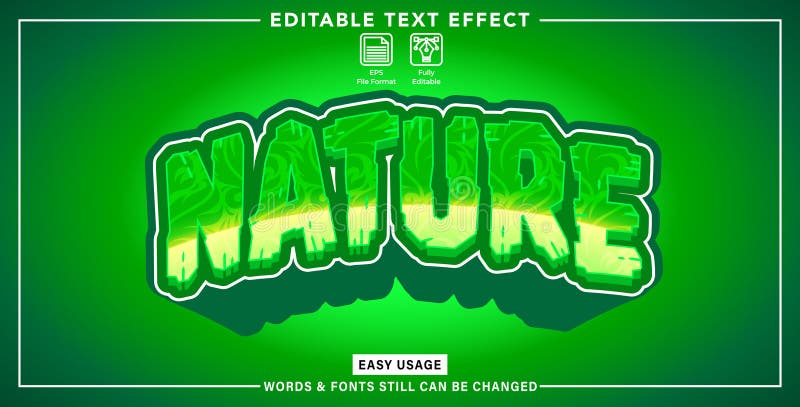 Editable graphic text effect nature style royalty free illustration