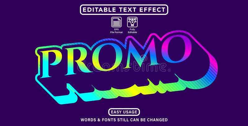 Editable graphic text effect promo style royalty free illustration