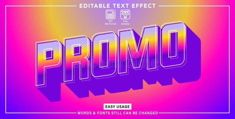 Editable graphic text effect promo style royalty free illustration