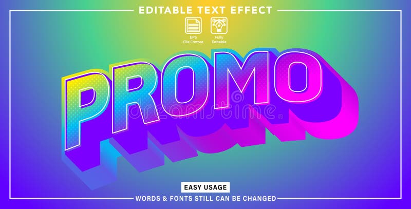 Editable graphic text effect promo styles stock illustration