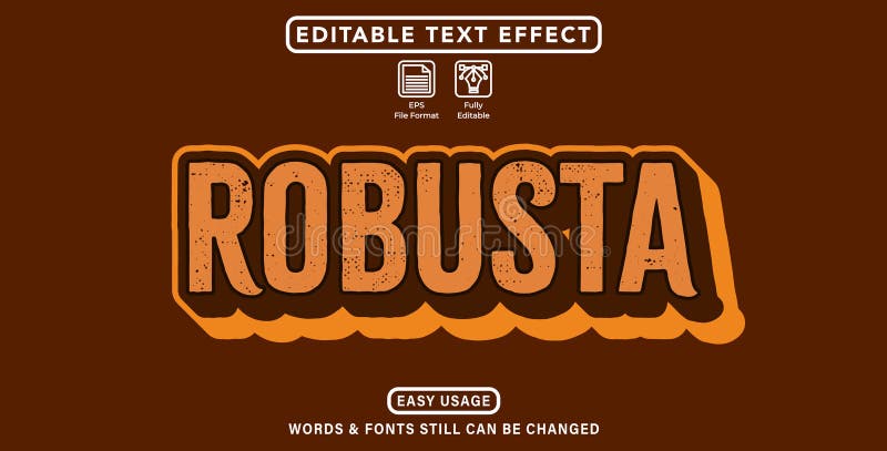 Editable graphic text effect robusta style stock illustration