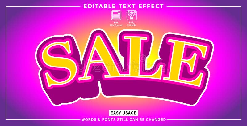 Editable graphic text effect sale style royalty free illustration