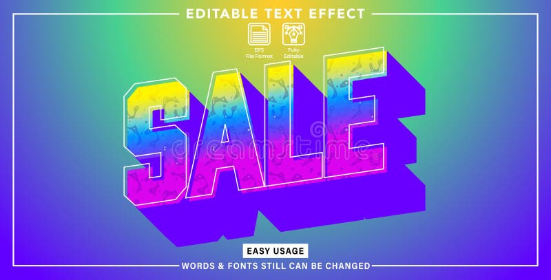 Editable graphic text effect sale style royalty free illustration
