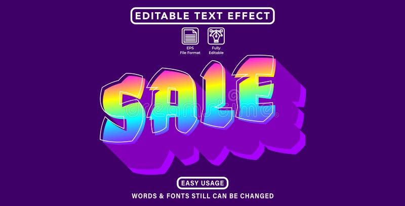 Editable graphic text effect sale styles vector illustration