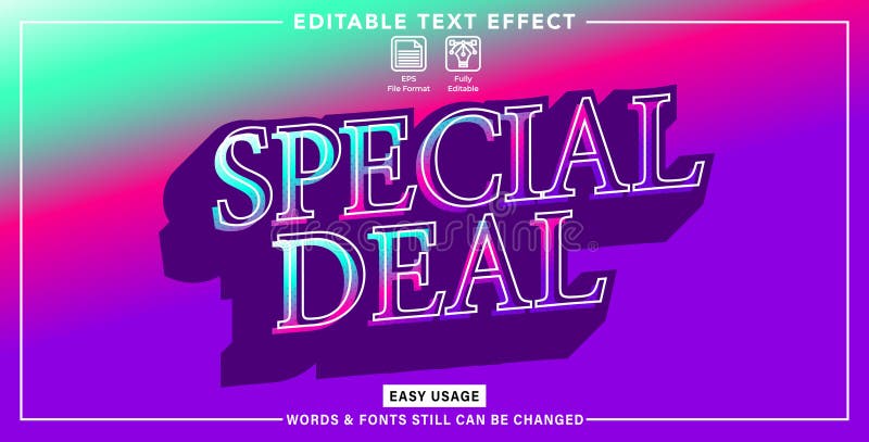 Editable graphic text effect special deal style royalty free illustration