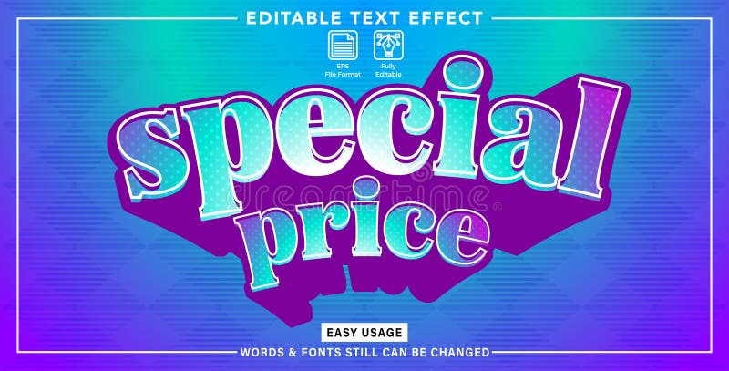Editable graphic text effect special price style stock illustration
