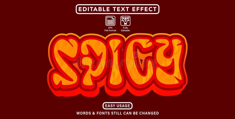 Editable graphic text effect spicy style vector illustration