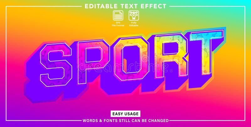 Editable graphic text effect sport styles vector illustration