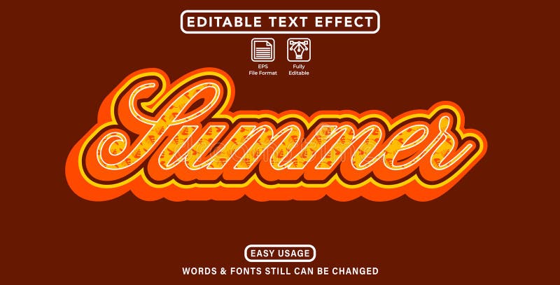 Editable graphic text effect summer styles vector illustration