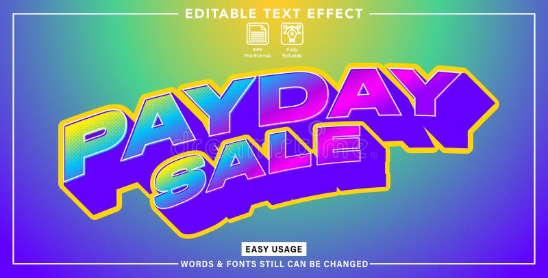 Editable graphic text payday sale styles royalty free illustration