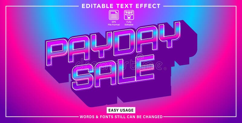 Editable graphic text payday sale styles royalty free illustration